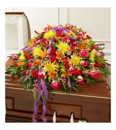 Vivacious Funeral Casket Flowers Spray  Send to Philippines