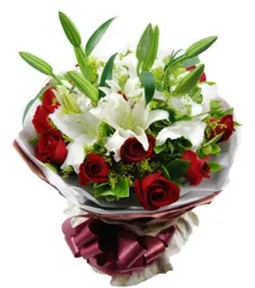 11 Red Roses & 2 White Perfume lilies