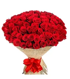 100 Red Roses in Bouquet