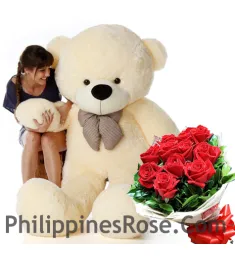 5 ft giant bear with red rose bouquet in philippines