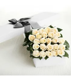 2 Dozen White Roses in a Box Delivery to Philippines