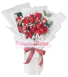 One Dozen Red Roses in Bouquet to Philippines