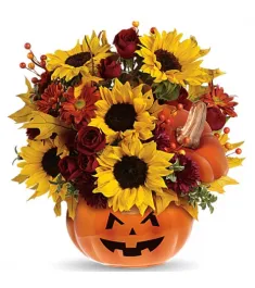 Pumpkin Halloween Sunflowers