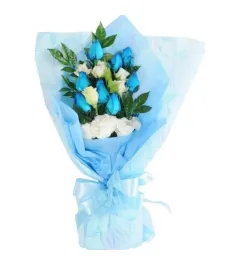 12 pcs of Blue Roses in a Bouquet