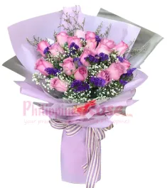 24 Pink Roses in Bouquet