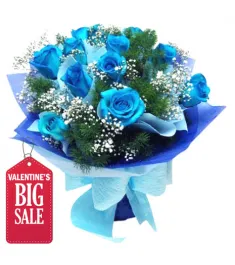 12 pcs of Blue Roses in a Bouquet