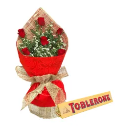 6 Pcs Red Roses with Chocolate