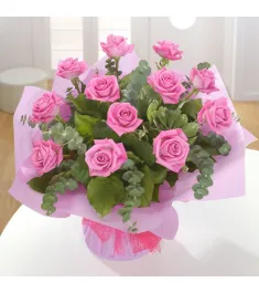 12 pcs. Red Color Roses in Basket