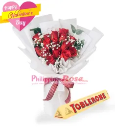 12 Red Roses Bouquet with Toblerone Chocolate