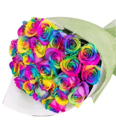 12 Rainbow Roses in Vase to Philippines