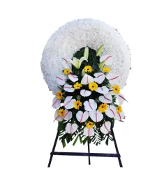 Sincere Peach and White Funeral Wreath  Send to Philippines