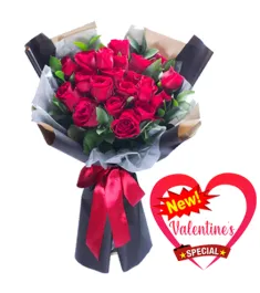 24pcs Red Roses In Bouquet