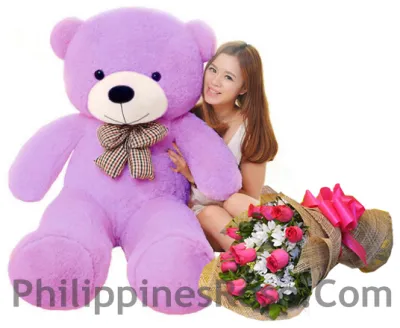 4 feet bear with rose bouquet to philippines