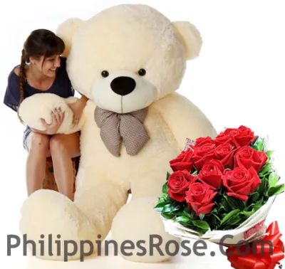 5 ft giant bear with red rose bouquet in philippines