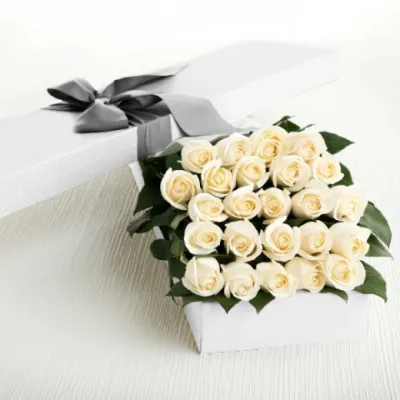 2 Dozen White Roses in a Box Delivery to Philippines