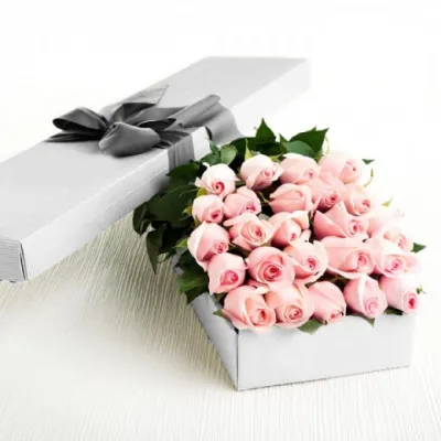 2 Dozen Light Pink Roses in a Box Delivery to Philippines