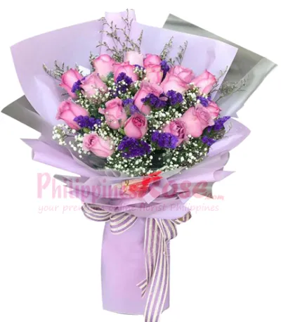 24 Pink Roses in Bouquet