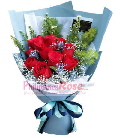 12 Red Roses in Bouquet Send to Philippines