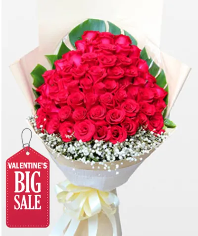 48 Red Roses in Bouquet