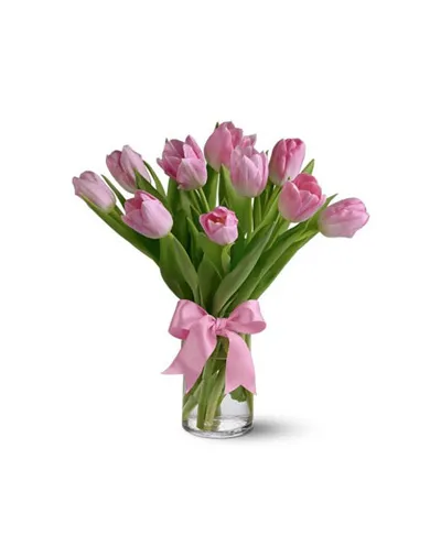 Pink Tulip with Vase Send to Philippines,Tulips to Philippines