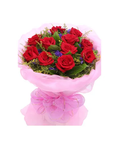 12 Red Roses with Small Floral