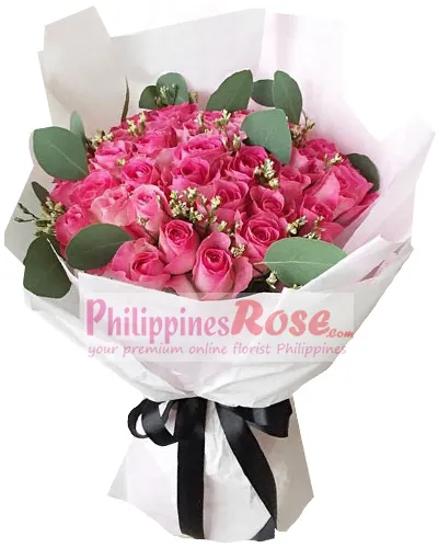 36 Pink Roses in Bouquet