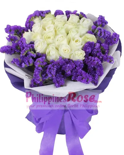 12 white rose bouquet to philippines