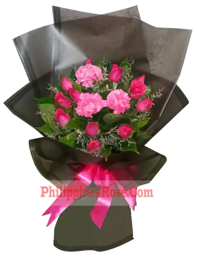 buy 12 pink roses with carnations in manila