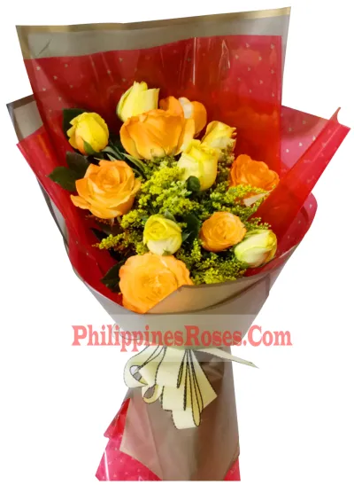 buy 6 yellow and 6 orange roses bouquet philippines